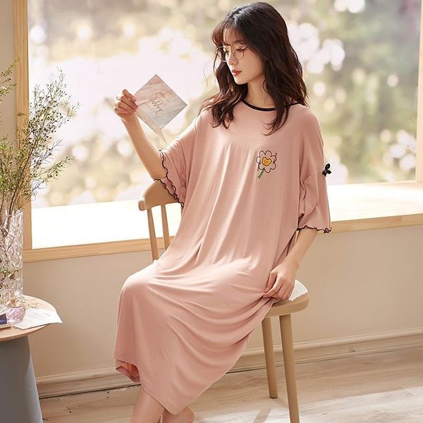 women's sleepwear spring and summer round neck modal nightdress women dress pink printing soft comfortable home suit for, Black;red
women's sleepwear spring and summer round neck modal nightdress women dress pink printing soft comfortable home suit for, Black;red