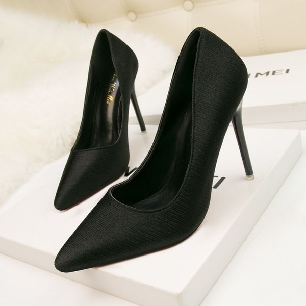 9616-21 korean style fashionable simple stiletto heel pointed toe nightclubs thinner satin pumps high heels for women, Black
9616-21 korean style fashionable simple stiletto heel pointed toe nightclubs thinner satin pumps high heels for women, Black
