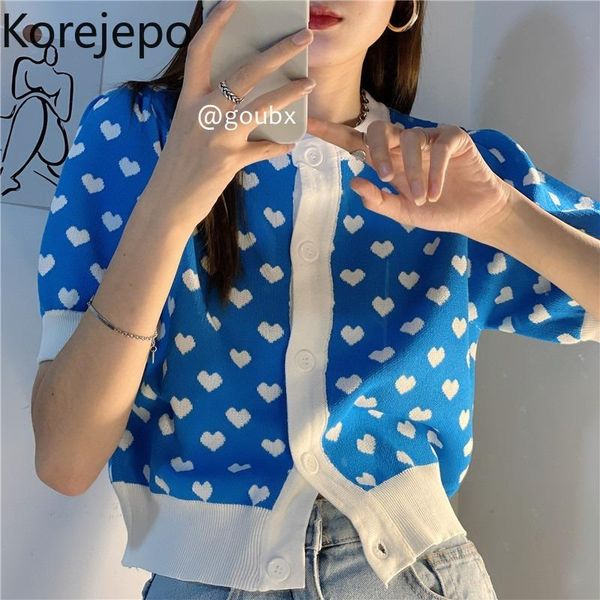 women's knits & tees korejepo women sweater 2021 summer ladies korean sweet temperament short-sleeved loose heart pattern design knitte, White
women's knits & tees korejepo women sweater 2021 summer ladies korean sweet temperament short-sleeved loose heart pattern design knitte, White