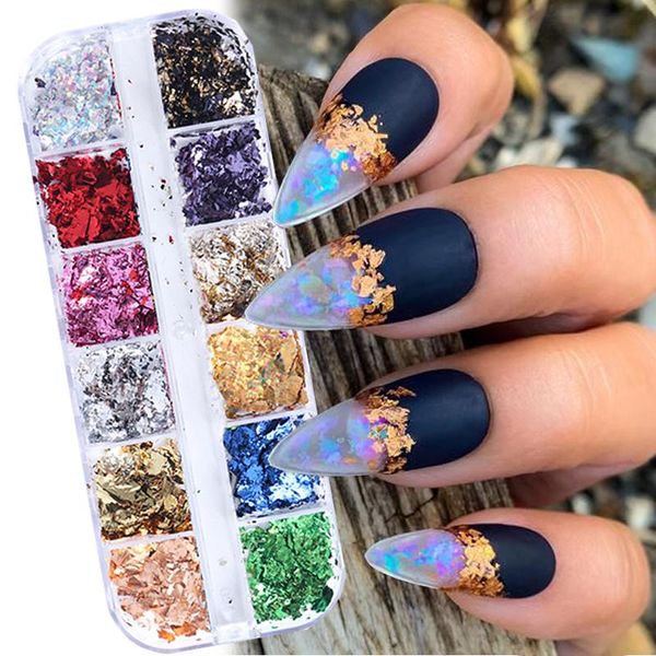 nail glitter 12grid gold foils gorgeous nails irregular aluminum flakes paillette chip sparkly metallic sequins manicures tips, Silver;gold
nail glitter 12grid gold foils gorgeous nails irregular aluminum flakes paillette chip sparkly metallic sequins manicures tips, Silver;gold
