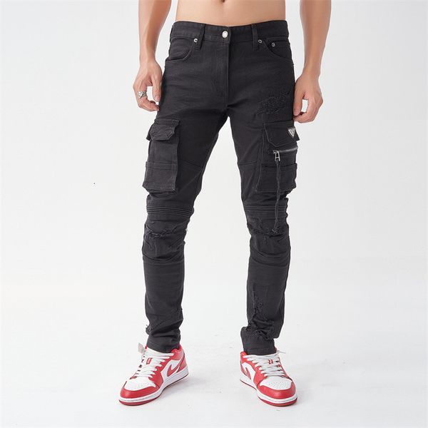 am men's jeans washed side pockets slim fit little feet youth elastic black men, Blue
am men's jeans washed side pockets slim fit little feet youth elastic black men, Blue