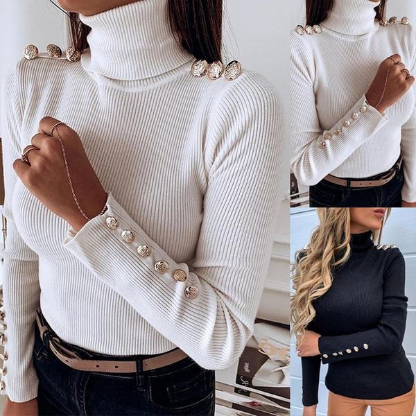 women's blouses & shirts fashion women turtleneck ribbed cuff buttons detail long sleeve bottoming autumn winter female slim plain, White
women's blouses & shirts fashion women turtleneck ribbed cuff buttons detail long sleeve bottoming autumn winter female slim plain, White