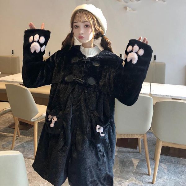 women's wool & blends large size m-xxl winter warm thicken fluffy coats female coat claw patterns long sleeve hooded jacket with pocket, Black
women's wool & blends large size m-xxl winter warm thicken fluffy coats female coat claw patterns long sleeve hooded jacket with pocket, Black