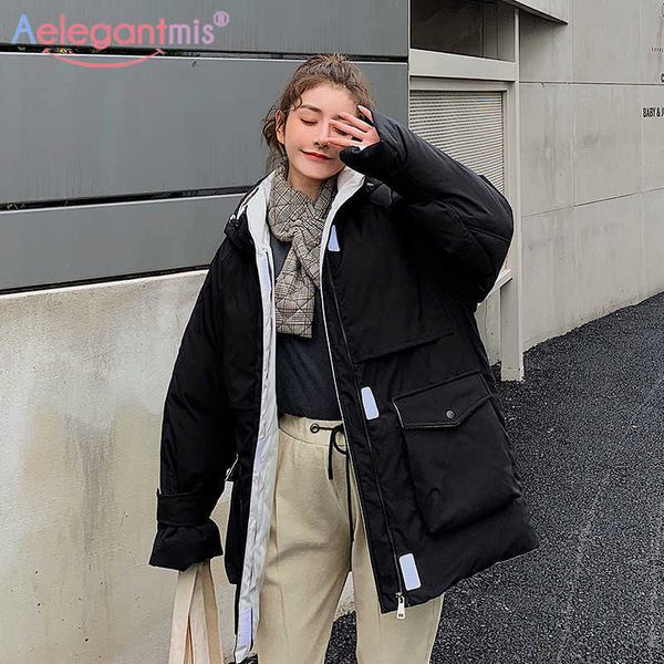 aelegantmis oversize hooded long parkas women down cotton jacket big pockets female loose winter coats snow outwear 210607, Black
aelegantmis oversize hooded long parkas women down cotton jacket big pockets female loose winter coats snow outwear 210607, Black