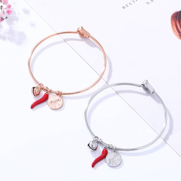 bangle fashion jewelry lover couple bracelet stainless steel coins chili bells charm for women birthday gift buckle bracelets bangles, Black
bangle fashion jewelry lover couple bracelet stainless steel coins chili bells charm for women birthday gift buckle bracelets bangles, Black