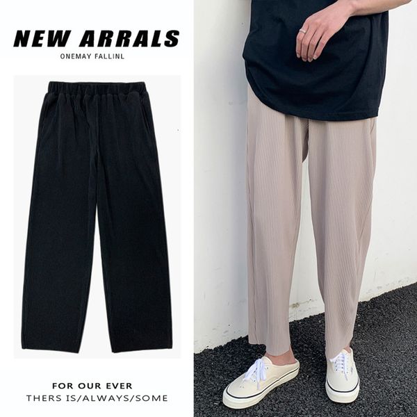 2021 new spring summer wide-leg men's fashion casual pleated men streetwear korean loose hip-hop straight pants mens trousers k35y, Black
2021 new spring summer wide-leg men's fashion casual pleated men streetwear korean loose hip-hop straight pants mens trousers k35y, Black