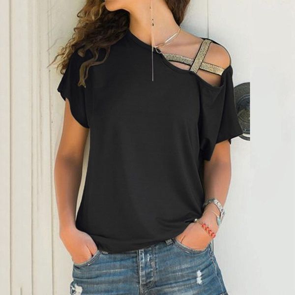 women's t-shirt summer women 2021 t shirt womens tunic cross one shoulder short sleeve ladies casual loose clothes plus size, White
women's t-shirt summer women 2021 t shirt womens tunic cross one shoulder short sleeve ladies casual loose clothes plus size, White