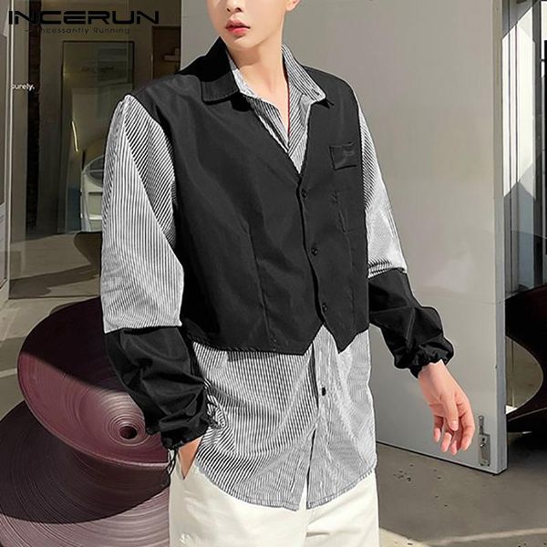 men's casual shirts incerun autumn streetwear blouse long sleeve patchwork button up loose camisa s-5xl 2021, White;black
men's casual shirts incerun autumn streetwear blouse long sleeve patchwork button up loose camisa s-5xl 2021, White;black