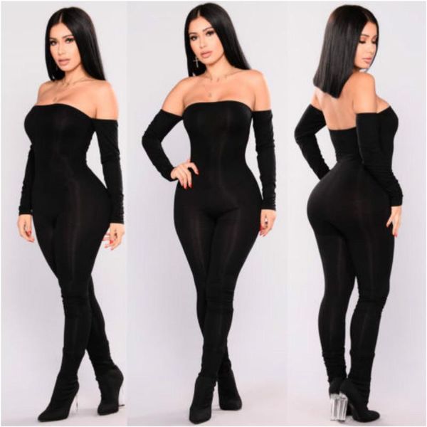 women's pants & capris clubwear body-fitting evening off shoulder solid jumpsuit and romper, Black;white
women's pants & capris clubwear body-fitting evening off shoulder solid jumpsuit and romper, Black;white