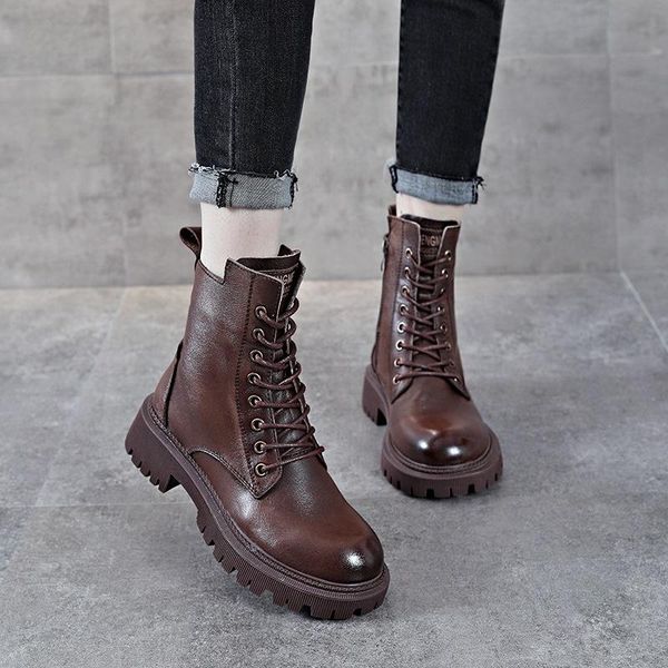 boots 2021 women's thick soled high soft british short plush leather cotton shoes, Black
boots 2021 women's thick soled high soft british short plush leather cotton shoes, Black