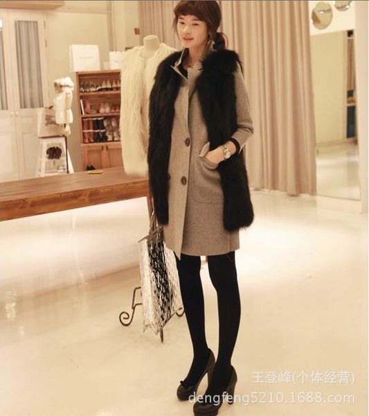 women's fur & faux european and american female vest autumn winter imitation long coat artificial jacket, Black
women's fur & faux european and american female vest autumn winter imitation long coat artificial jacket, Black
