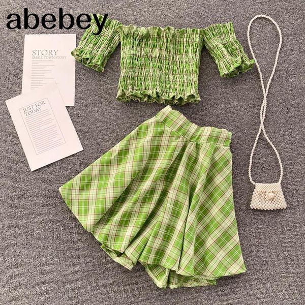 women's tracksuits women summer boho plaid vacation set off shoulder slash neck short high waist a-line mini skirt two piece, Gray
women's tracksuits women summer boho plaid vacation set off shoulder slash neck short high waist a-line mini skirt two piece, Gray