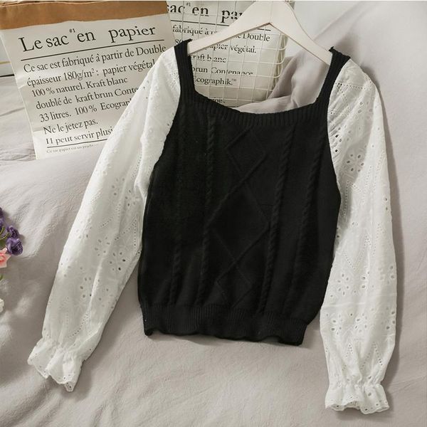 women's blouses & shirts hollow out patchwork sweater blouse women 2021 spring cotton elegant vintage shirt ladies office long sleeve v, White
women's blouses & shirts hollow out patchwork sweater blouse women 2021 spring cotton elegant vintage shirt ladies office long sleeve v, White
