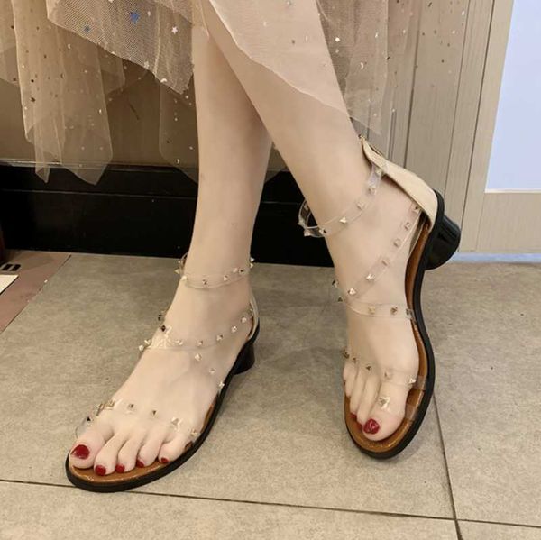 sandals women fashion transparent pvc ladies rivets dress thick with shoes elegant lady ankle belt gladiator sandlias chaussure, Black
sandals women fashion transparent pvc ladies rivets dress thick with shoes elegant lady ankle belt gladiator sandlias chaussure, Black