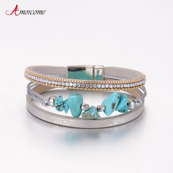 tennis amorcome retro irregular blue natural stone leather bracelet boho multilayer magnetic buckle wrap bracelets women female jewelry, Golden;silver
tennis amorcome retro irregular blue natural stone leather bracelet boho multilayer magnetic buckle wrap bracelets women female jewelry, Golden;silver