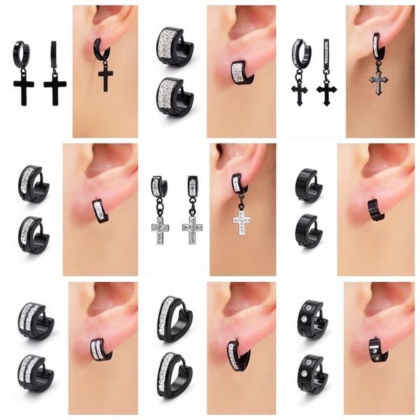 hoop & huggie arrival 2021 korean fashion hoops circle cross black color crystal stainless steel earrings for women punk jewelry, Golden;silver
hoop & huggie arrival 2021 korean fashion hoops circle cross black color crystal stainless steel earrings for women punk jewelry, Golden;silver