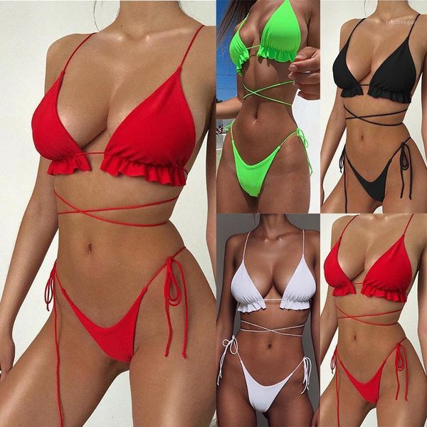 women's swimwear 2021 wear bikini set frenulum bathing suit triangle two piece swimsuit beachwear, White;black
women's swimwear 2021 wear bikini set frenulum bathing suit triangle two piece swimsuit beachwear, White;black