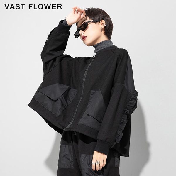 women's jackets ruffles patchwork pockets zipper jacket women 2021 spring black vintage long sleeve loose causal coat fashion clothes, Black;brown
women's jackets ruffles patchwork pockets zipper jacket women 2021 spring black vintage long sleeve loose causal coat fashion clothes, Black;brown
