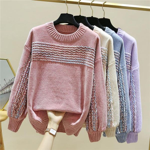women's sweaters 2021 autumn winter thick oversize sweater female long sleeve o neck striped kint jumper loose casual women pullover cl, White;black
women's sweaters 2021 autumn winter thick oversize sweater female long sleeve o neck striped kint jumper loose casual women pullover cl, White;black