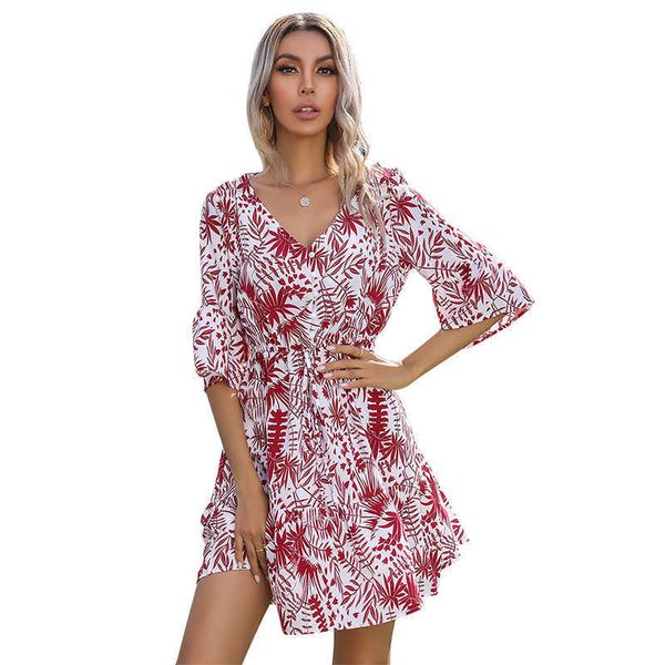 flare sleeve temperament v neck floral print dress women big swing ruffle boho streetwear casual loose beach fashion dresses 210608, Black;gray
flare sleeve temperament v neck floral print dress women big swing ruffle boho streetwear casual loose beach fashion dresses 210608, Black;gray
