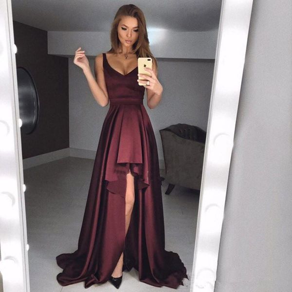 party dresses 2021 dark red evening hi-low a line prom gown for girl v neck elegant custom made sweep train stain robe soirée longue, White;black
party dresses 2021 dark red evening hi-low a line prom gown for girl v neck elegant custom made sweep train stain robe soirée longue, White;black