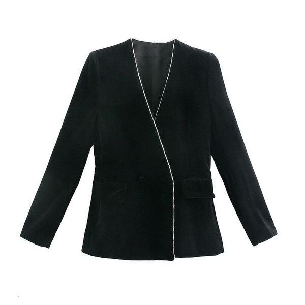 Women Velvet New Black Blazer Woman 2021 Autumn v Neck Long Sleeve Double-breasted Female Jacket Office Casual Coat 3qbu GO74, White;black
Women Velvet New Black Blazer Woman 2021 Autumn v Neck Long Sleeve Double-breasted Female Jacket Office Casual Coat 3qbu GO74, White;black