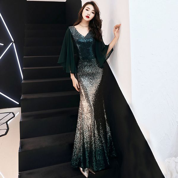 evening women's 2021 fishtail sequin wedding annual conference dinner long drs, Black;gray
evening women's 2021 fishtail sequin wedding annual conference dinner long drs, Black;gray
