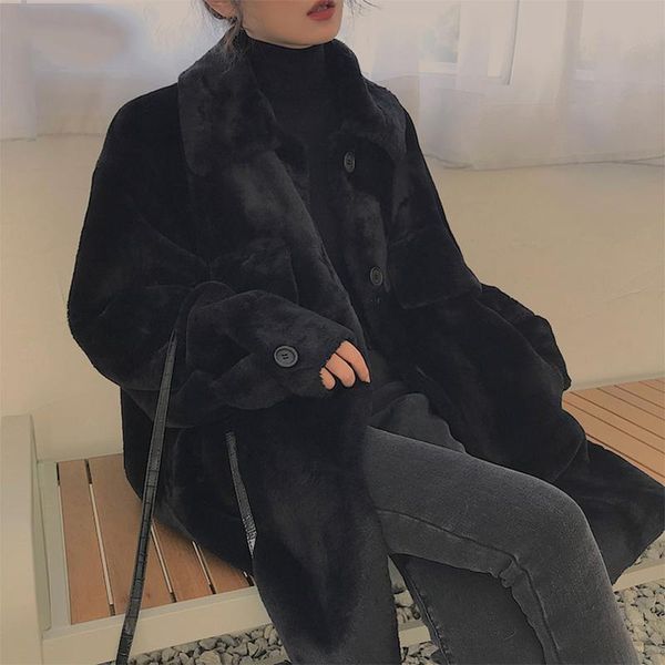 women's fur & faux women large sizes warm soft furry coats single breasted gray fluffy jackets winter thicken outerwear female, Black
women's fur & faux women large sizes warm soft furry coats single breasted gray fluffy jackets winter thicken outerwear female, Black