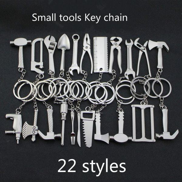 keychains 22 styles for men alloy creative tools wrenches screwdriver drill pliers key rings chains, Silver