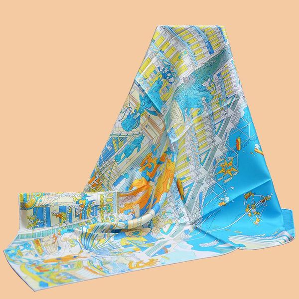 scarves huajun 2 store||qingli "la legende du cheval a plumes" 90 silk square scarf, twill printing, anti-wrinkle, handmade stitch, Blue;gray
scarves huajun 2 store||qingli "la legende du cheval a plumes" 90 silk square scarf, twill printing, anti-wrinkle, handmade stitch, Blue;gray