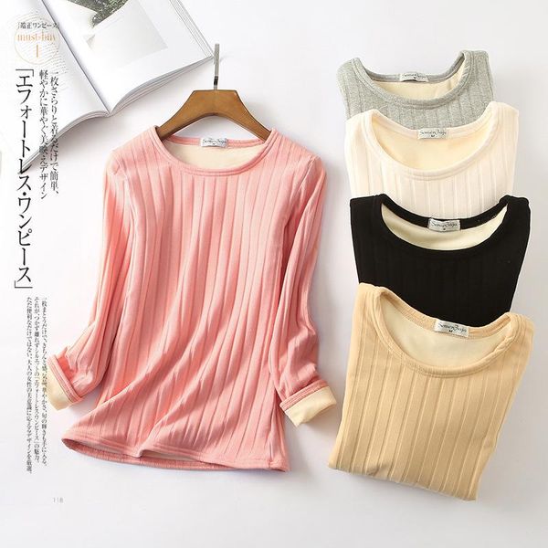 women's t-shirt winter thick warm plus velvet t shirt women long sleve solid color elastic thermal female casual slim o-neck t-shirts, White
women's t-shirt winter thick warm plus velvet t shirt women long sleve solid color elastic thermal female casual slim o-neck t-shirts, White
