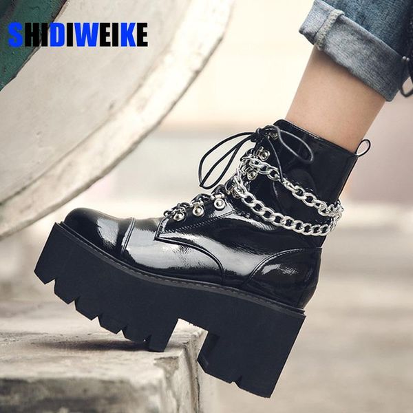 boots patent leather gothic black women heel chain chunky platform female punk style ankle zipper ab670
boots patent leather gothic black women heel chain chunky platform female punk style ankle zipper ab670