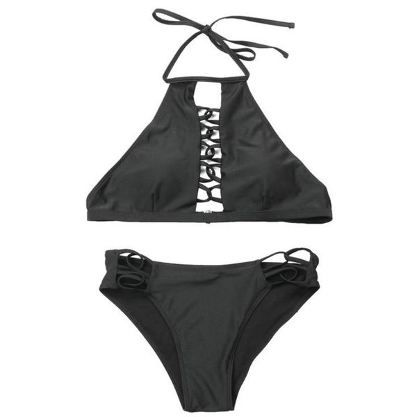 2021 new women 2pcs hollow out crisscross bikini set halter backless black swimsuit
2021 new women 2pcs hollow out crisscross bikini set halter backless black swimsuit