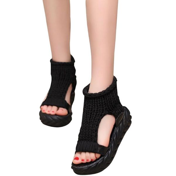 sandals women summer woven knitted elastic hollow out mesh open toe slip-on stretch wedges platform thick bottom shoes, Black
sandals women summer woven knitted elastic hollow out mesh open toe slip-on stretch wedges platform thick bottom shoes, Black