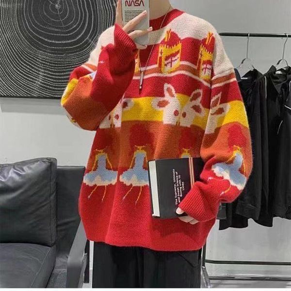 men's sweaters winter cartoon printing pullover couple clothes wool sweater thickened long sleeve coats keep warm round neck knitting, White;black
men's sweaters winter cartoon printing pullover couple clothes wool sweater thickened long sleeve coats keep warm round neck knitting, White;black