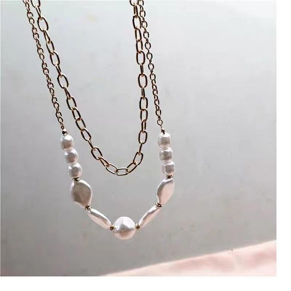 chains double-layer necklace wearing pearl temperament fashion simple sweater chain woman, Silver
chains double-layer necklace wearing pearl temperament fashion simple sweater chain woman, Silver