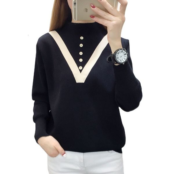 2021 new korean style autumn spring sweaters for women patchwork pullovers half high collar long sleeve with buttons casual jumpers ytux, White;black
2021 new korean style autumn spring sweaters for women patchwork pullovers half high collar long sleeve with buttons casual jumpers ytux, White;black