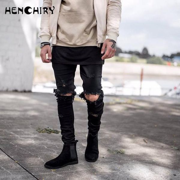 men's jeans style mens skinny stretch denim pants distressed ripped slim fit trousers hole pencil men clothing, Blue
men's jeans style mens skinny stretch denim pants distressed ripped slim fit trousers hole pencil men clothing, Blue