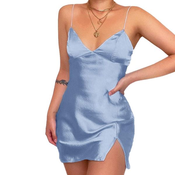 casual dresses women's dress satin sleeveless solid color clothes split slim summer gift party streetwear, Black;gray
casual dresses women's dress satin sleeveless solid color clothes split slim summer gift party streetwear, Black;gray