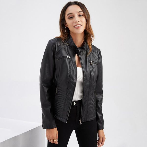 women's leather & faux 2021 winter pu jacket women korean thin loose moto female fashion streetwear lady outerwear biker coats, Black
women's leather & faux 2021 winter pu jacket women korean thin loose moto female fashion streetwear lady outerwear biker coats, Black