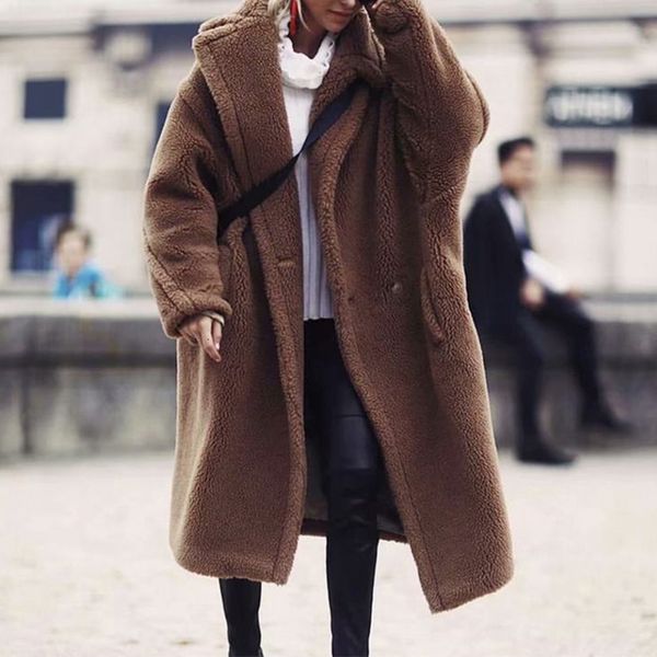 2021 new lameswool winter coat women long thick jacket female solid turndown collar outwear for lady fashion faux fur coats t7el, Black
2021 new lameswool winter coat women long thick jacket female solid turndown collar outwear for lady fashion faux fur coats t7el, Black