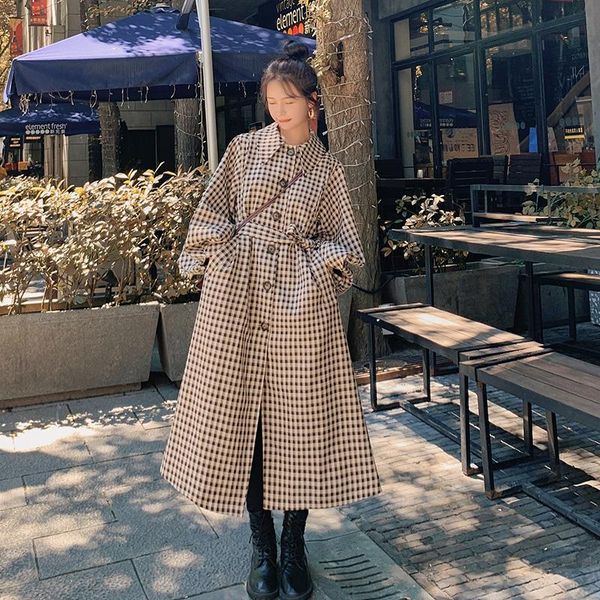 women's trench coats women long plaid coat single breasted lantern sleeve belted vintage elegant loose casual windbreaker cloak outerwe, Tan;black
women's trench coats women long plaid coat single breasted lantern sleeve belted vintage elegant loose casual windbreaker cloak outerwe, Tan;black