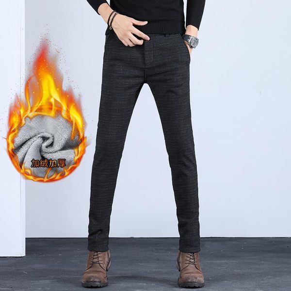men's pants winter with velvet thicken straight suit knitting high elastic middle-aged business casual fleece men trousers, Black
men's pants winter with velvet thicken straight suit knitting high elastic middle-aged business casual fleece men trousers, Black