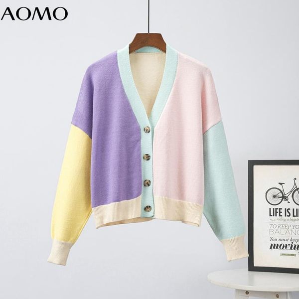 women's knits & tees aomo women block color crop cardigan vintage jumper 2021 knitted coat 7a16a, White
women's knits & tees aomo women block color crop cardigan vintage jumper 2021 knitted coat 7a16a, White