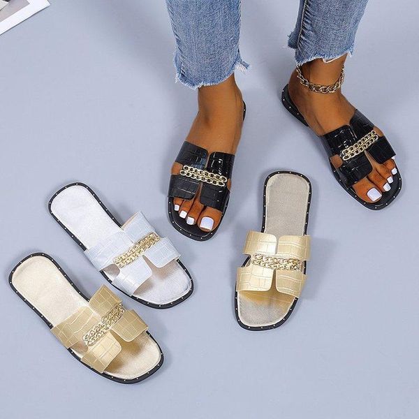 slippers classic designer 2021 women flat flip flops double chain sandal shoes lady flats sandals woman, Black
slippers classic designer 2021 women flat flip flops double chain sandal shoes lady flats sandals woman, Black
