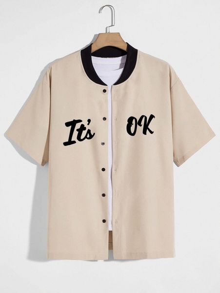 romwe guys slogan graphic baseball collar shirt without tee 80bl#, White;black
romwe guys slogan graphic baseball collar shirt without tee 80bl#, White;black