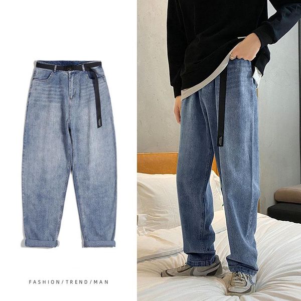 men's jeans fashion mens vintage washed denim pants straight fit dad japanese urban style loose cuffed jean trousers for male, Blue
men's jeans fashion mens vintage washed denim pants straight fit dad japanese urban style loose cuffed jean trousers for male, Blue