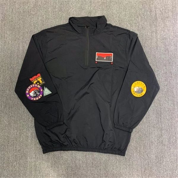 embroidery travis scott cactus trails half zip female men's black brown rainproof jacket x975, White;black
embroidery travis scott cactus trails half zip female men's black brown rainproof jacket x975, White;black