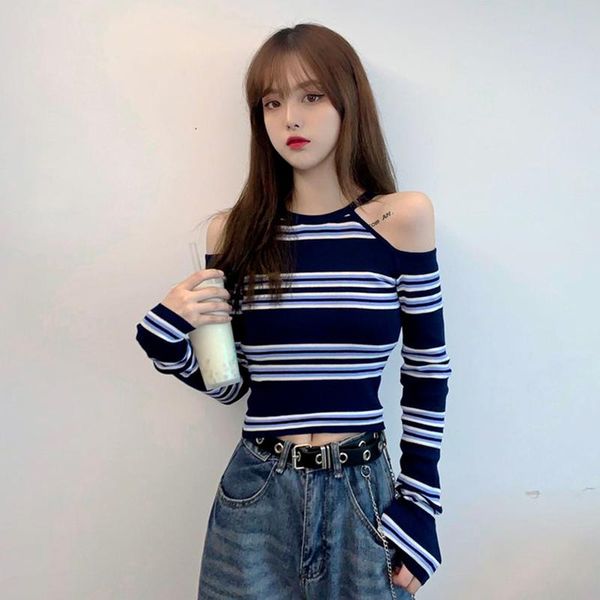 women's t-shirt clothing spring autumn off shoulder long sleeve striped t-shirts o-neck tees ins hipster slim ladies 2021, White
women's t-shirt clothing spring autumn off shoulder long sleeve striped t-shirts o-neck tees ins hipster slim ladies 2021, White