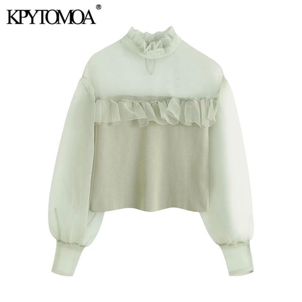 kpytomoa women fashion with organza ruffled cropped knitted blouses vintage high neck long sleeve female shirts chic 210225, White
kpytomoa women fashion with organza ruffled cropped knitted blouses vintage high neck long sleeve female shirts chic 210225, White